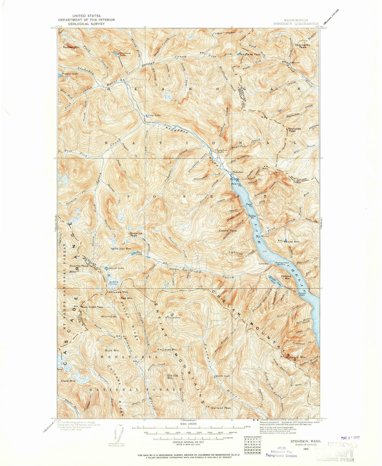 1902 Stehekin, WA - Washington - USGS Topographic Map