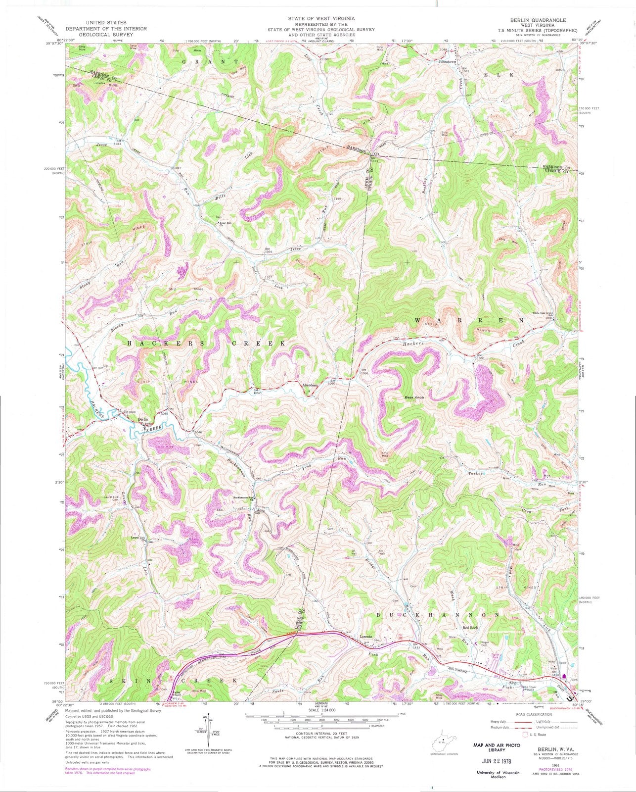 1961 Berlin, WV - West Virginia - USGS Topographic Map