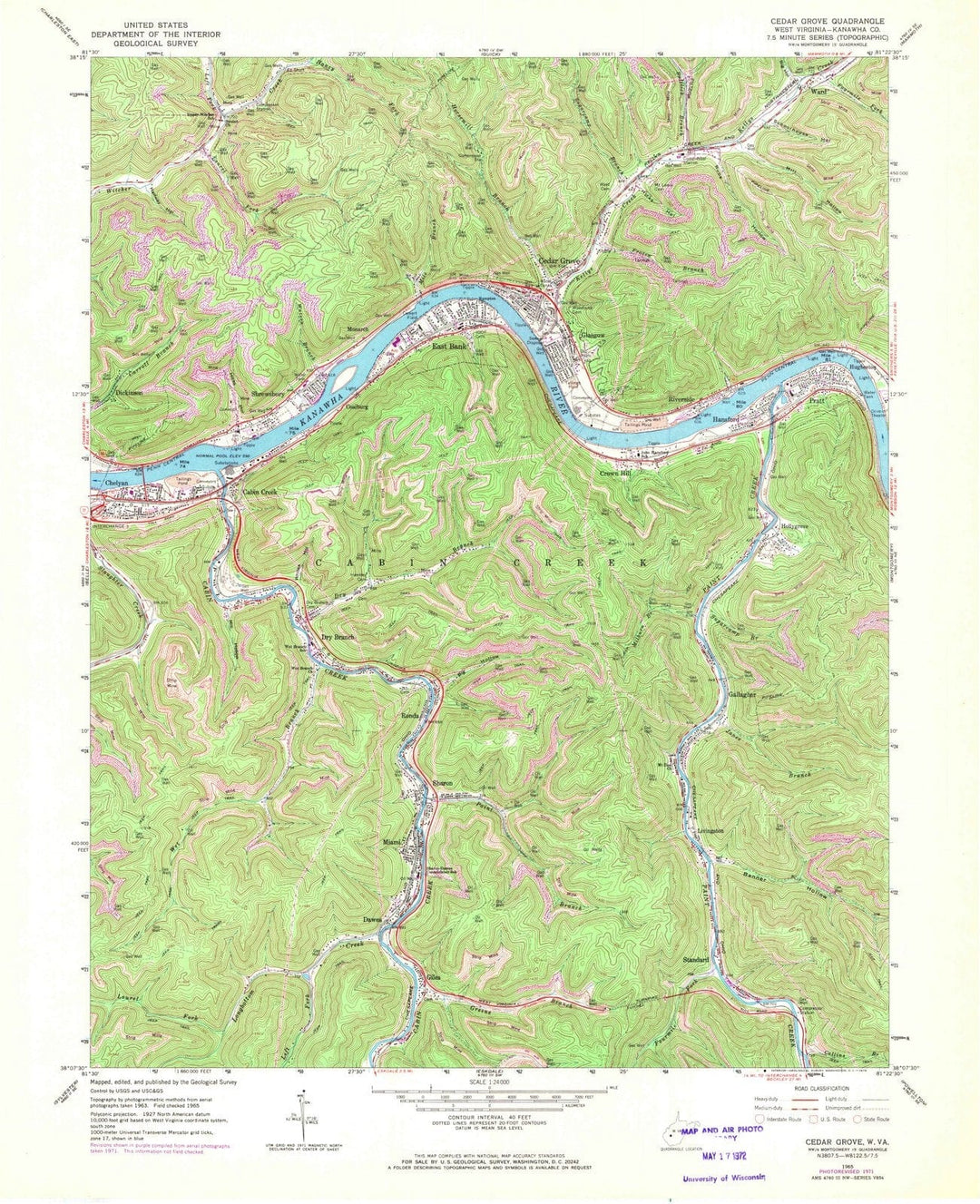 1965 Cedar Grove, WV - West Virginia - USGS Topographic Map