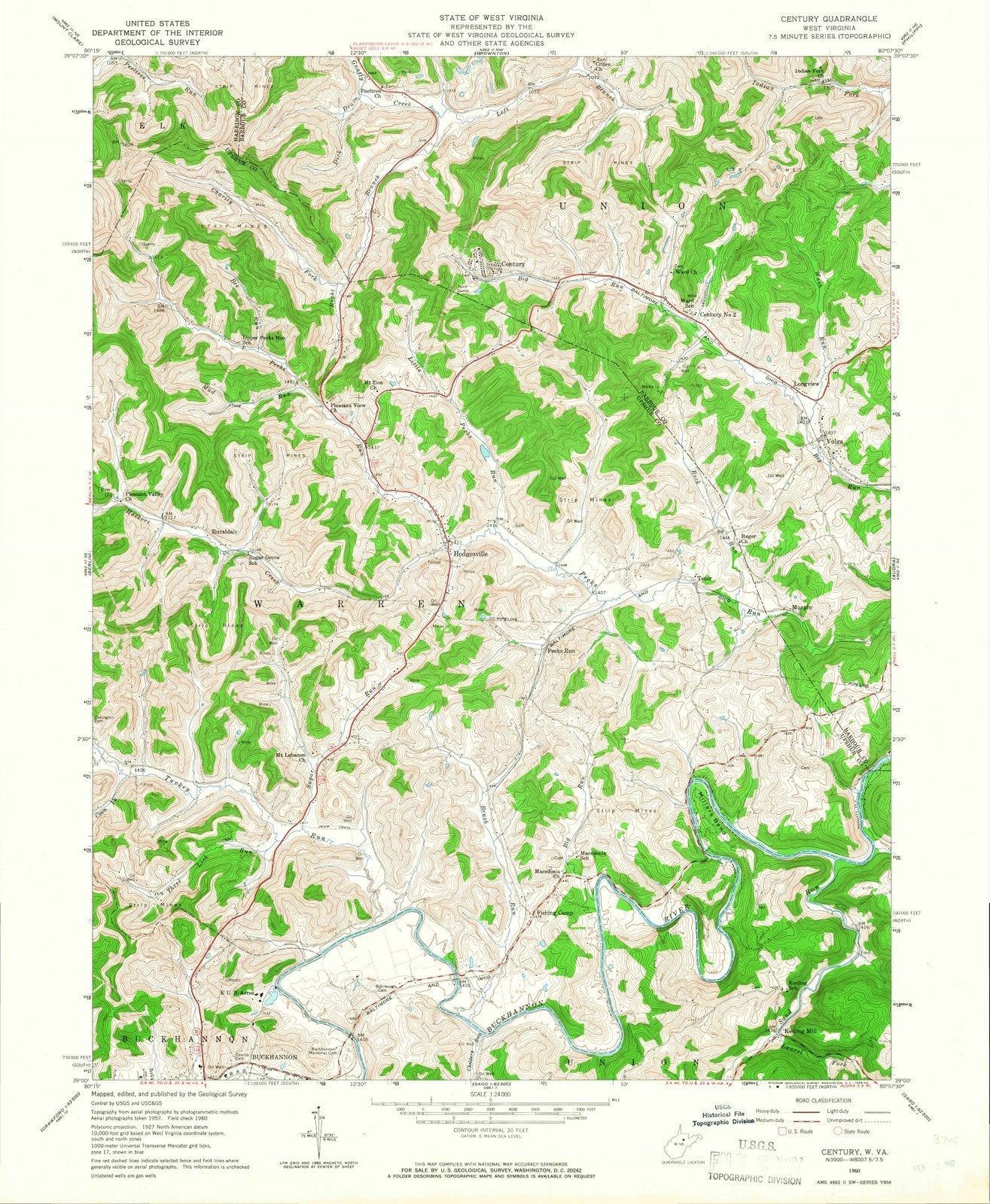 1960 Century, WV - West Virginia - USGS Topographic Map
