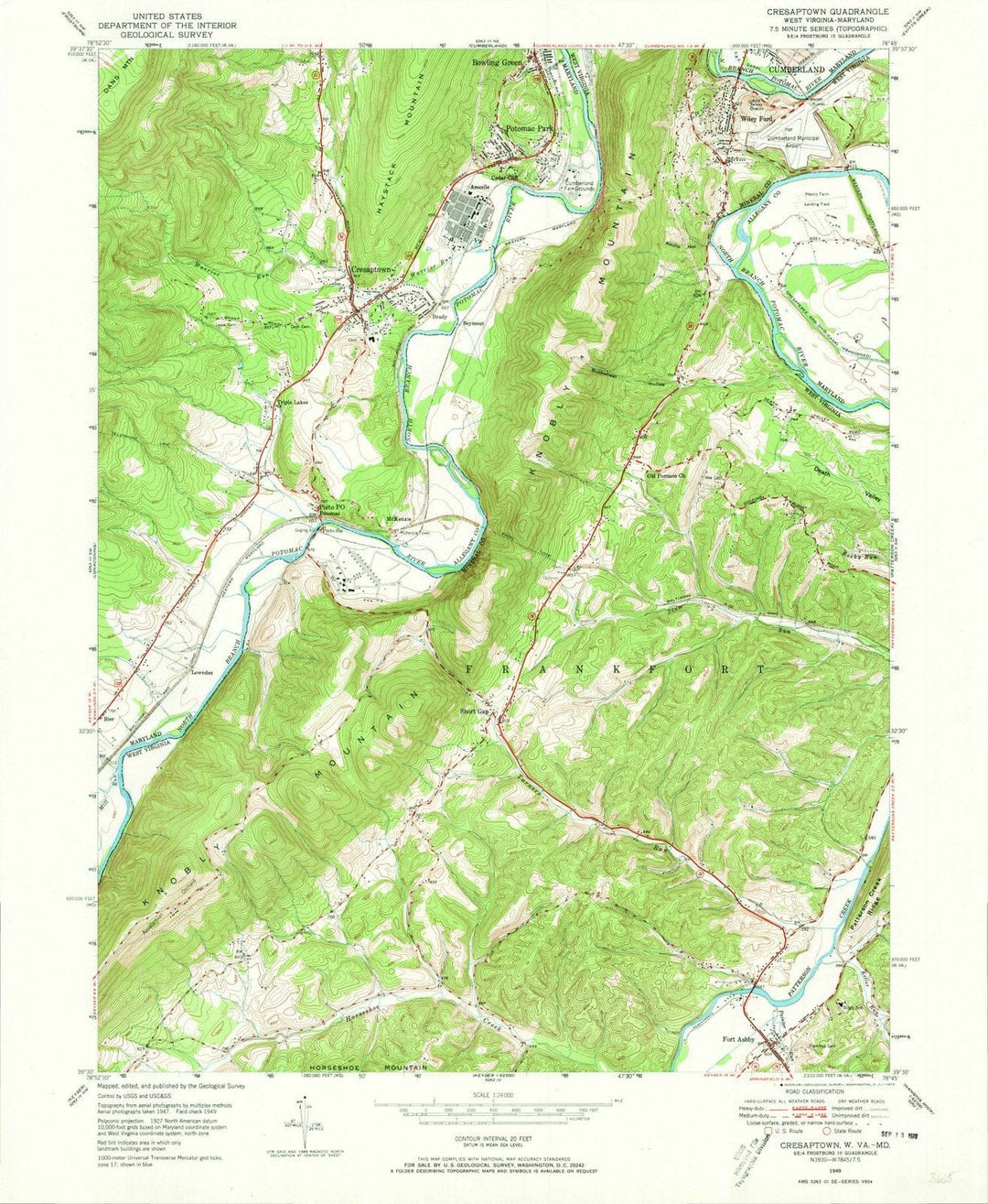 1949 Cresaptown, MD - Maryland - USGS Topographic Map