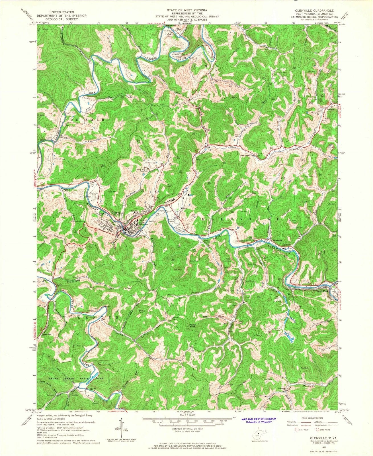 1965 Glenville, WV - West Virginia - USGS Topographic Map