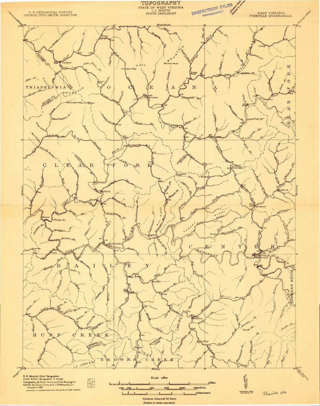 1910 Pineville, WV - West Virginia - USGS Topographic Map