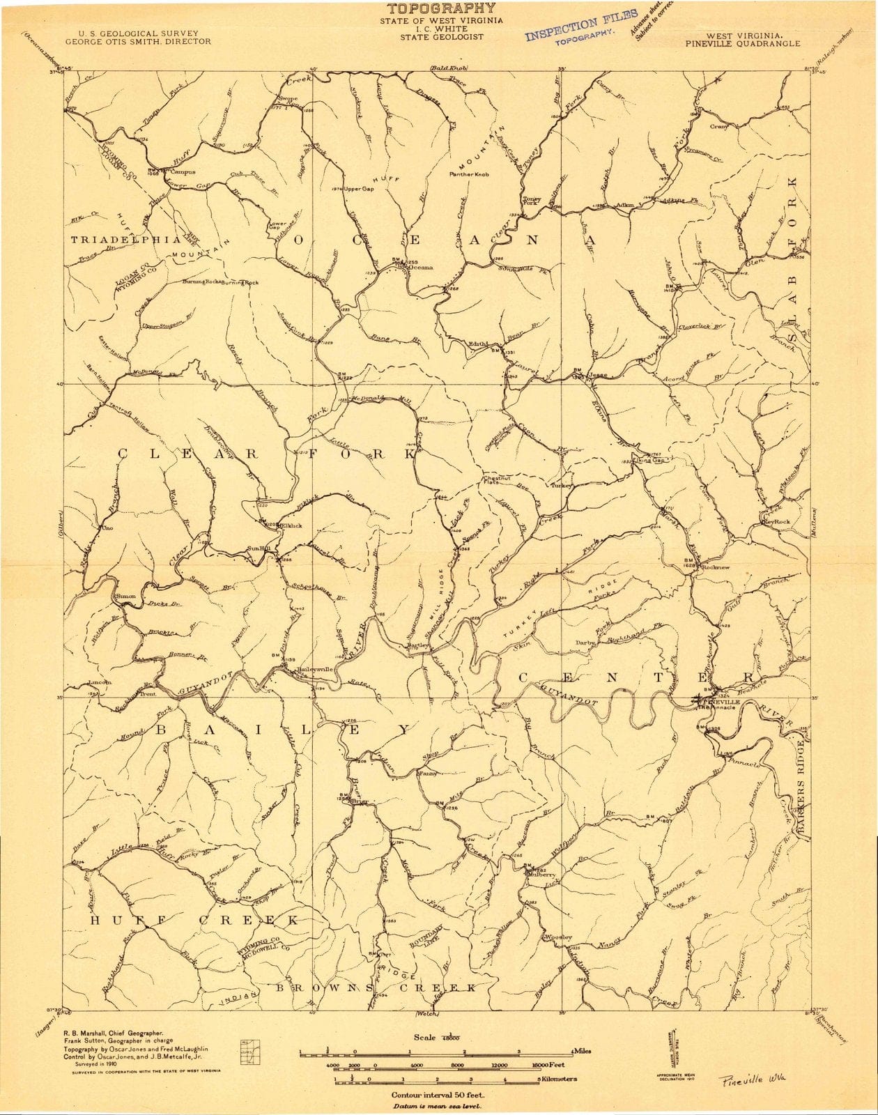 1910 Pineville, WV - West Virginia - USGS Topographic Map