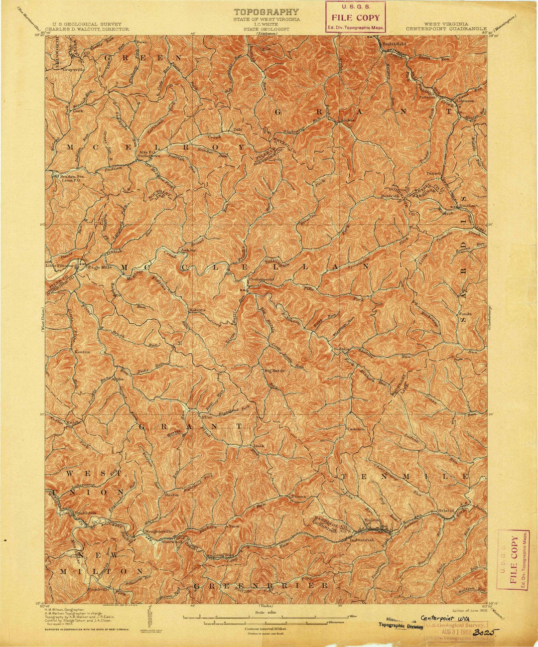 1905 Centerpoint, WV - West Virginia - USGS Topographic Map