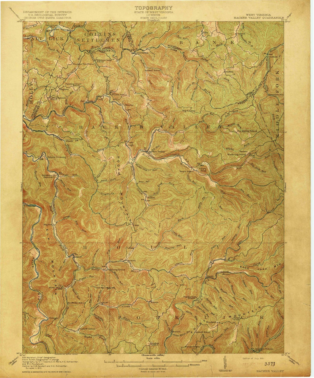 1915 Hacker Valley, WV - West Virginia - USGS Topographic Map