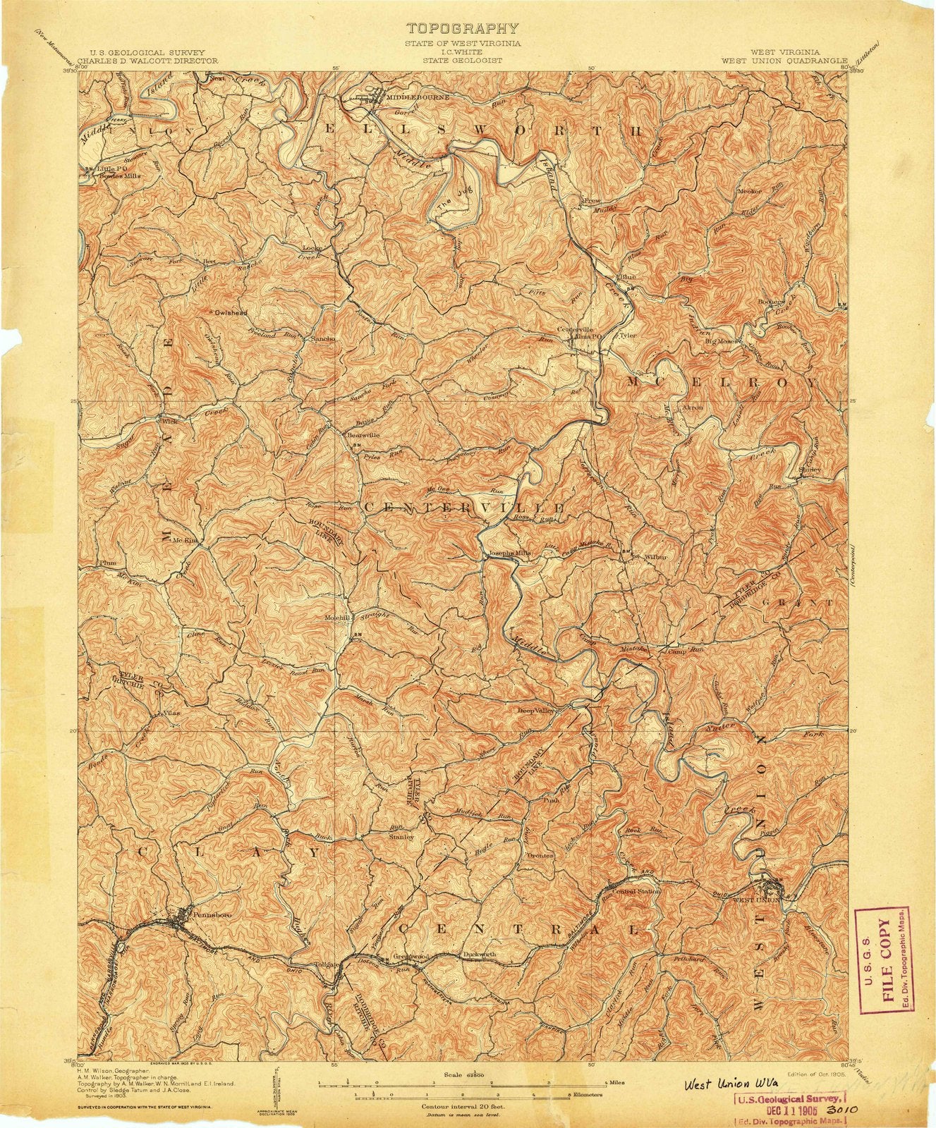 1905 West Union, WV - West Virginia - USGS Topographic Map