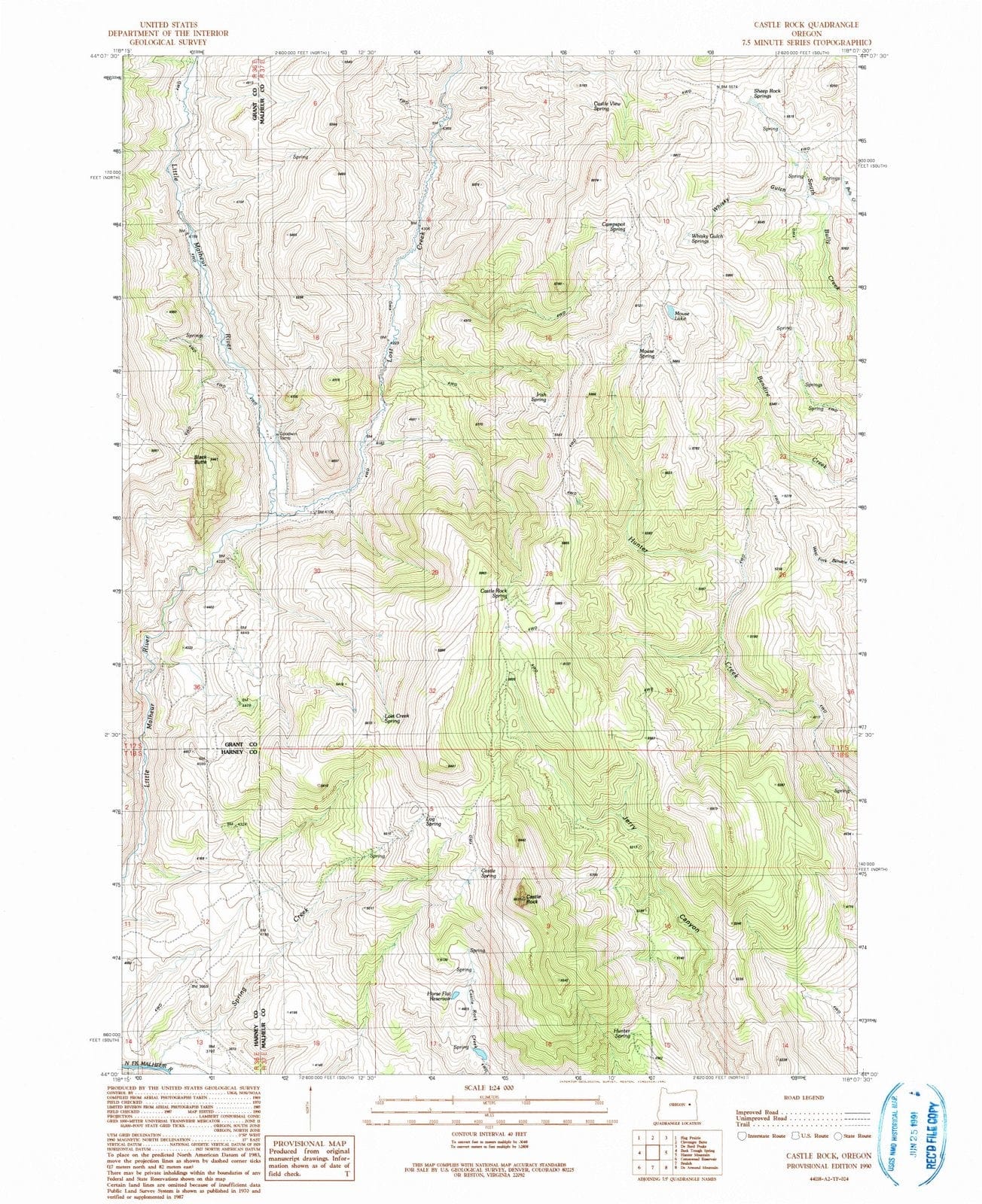 1990 Castle Rock, OR Oregon USGS Topographic Map Historic Pictoric