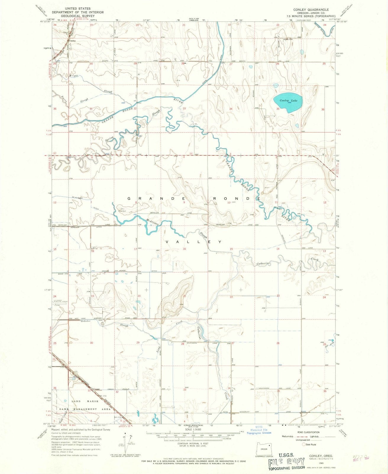 1965 Conley, OR - Oregon - USGS Topographic Map