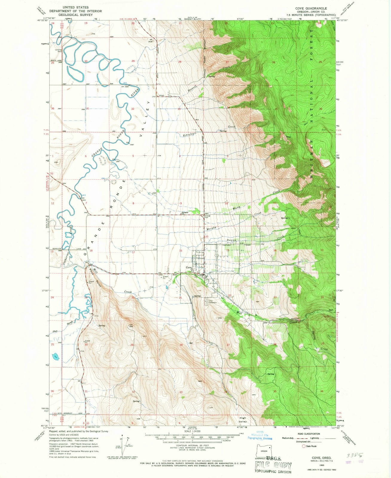 1965 Cove, OR - Oregon - USGS Topographic Map