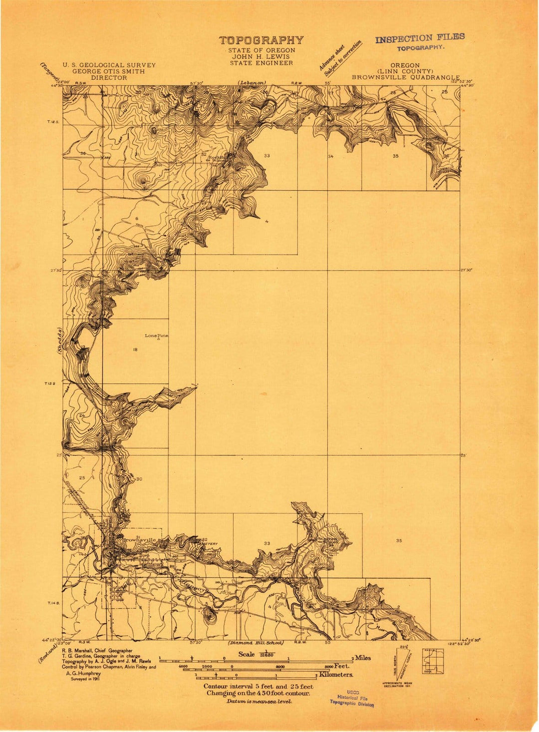 1911 Brownsville, OR - Oregon - USGS Topographic Map