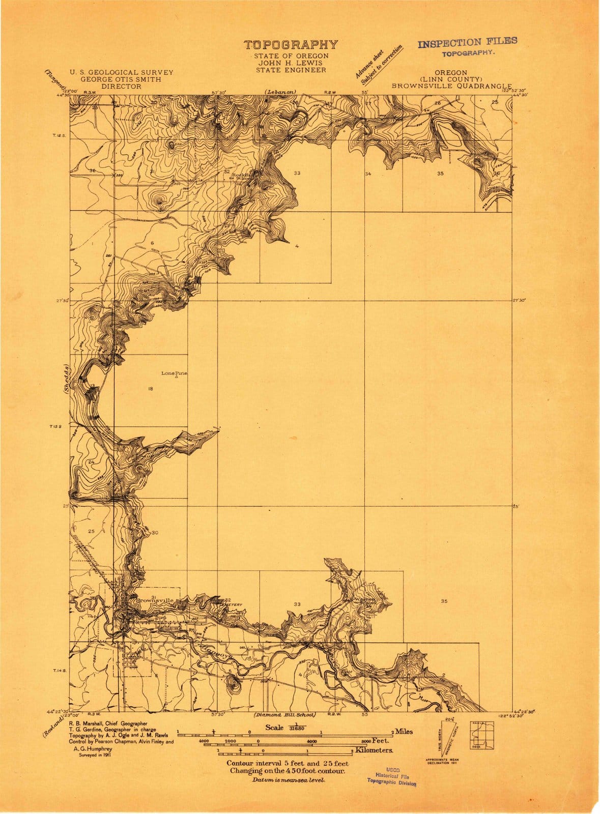 1911 Brownsville, OR - Oregon - USGS Topographic Map