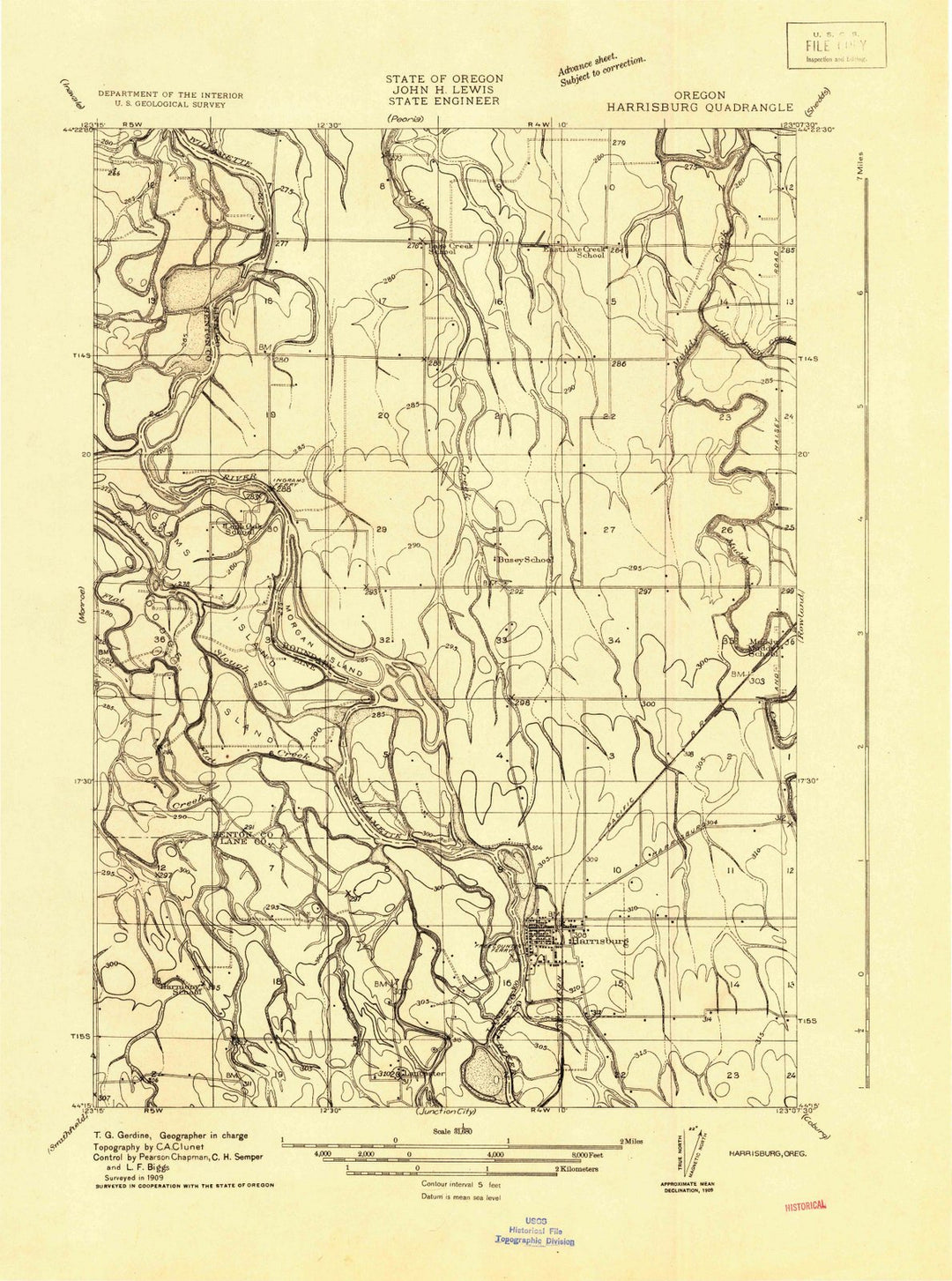 1909 Harrisburg, OR - Oregon - USGS Topographic Map