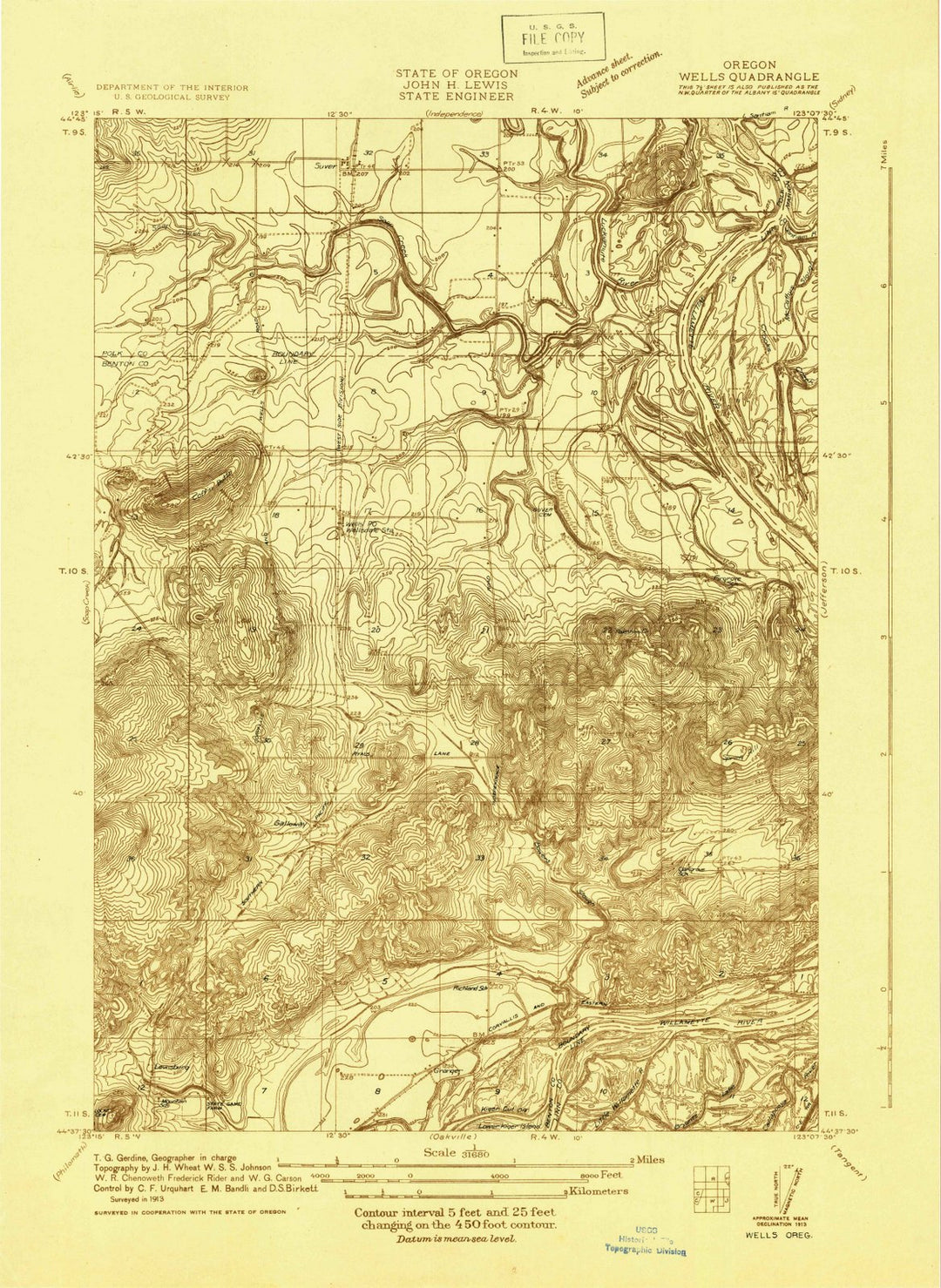 1913 Wells, OR - Oregon - USGS Topographic Map