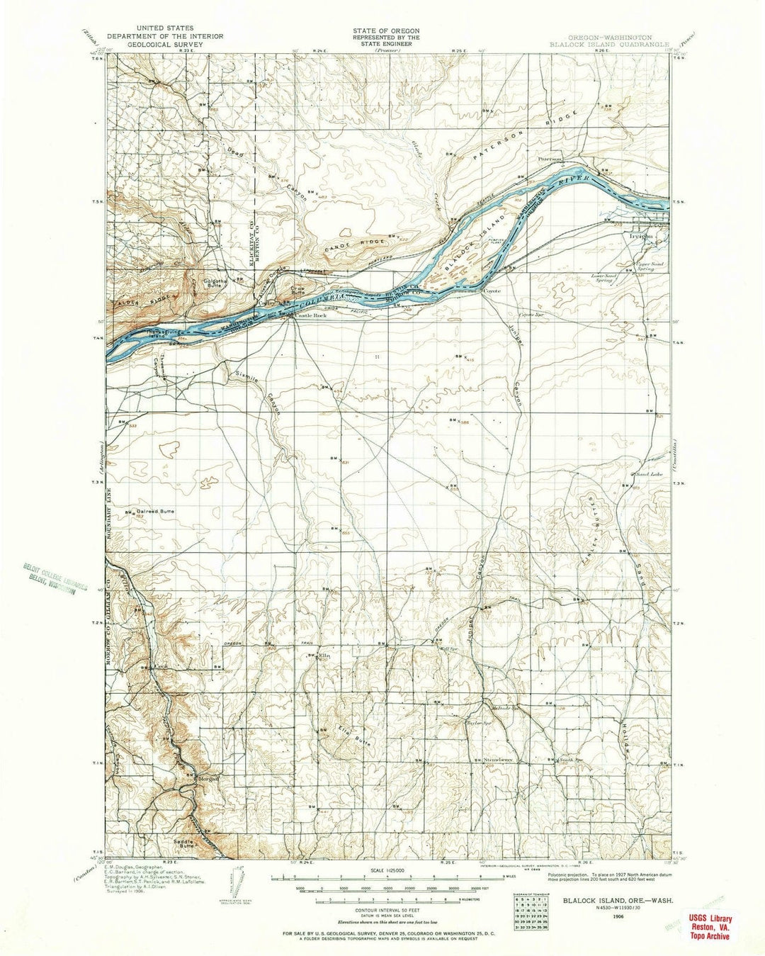 1906 Blalock Island, WA - Washington - USGS Topographic Map