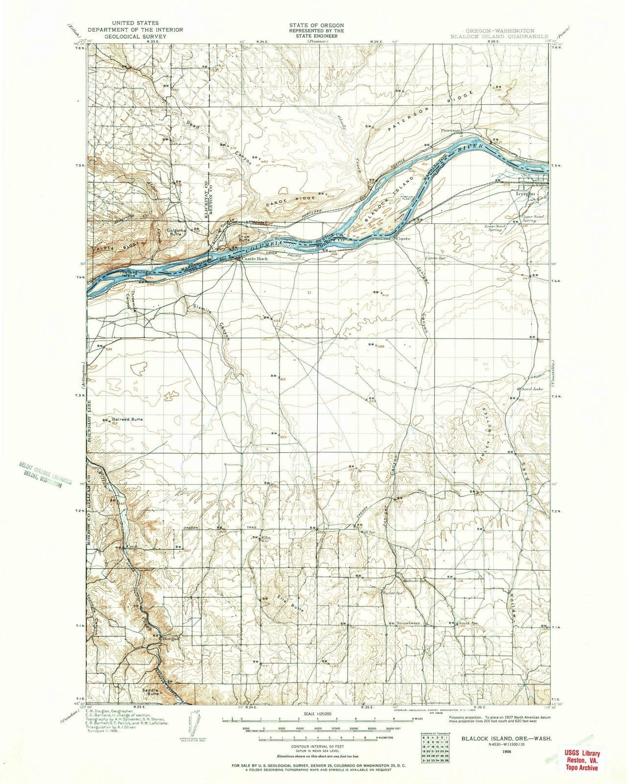 1906 Blalock Island, WA - Washington - USGS Topographic Map