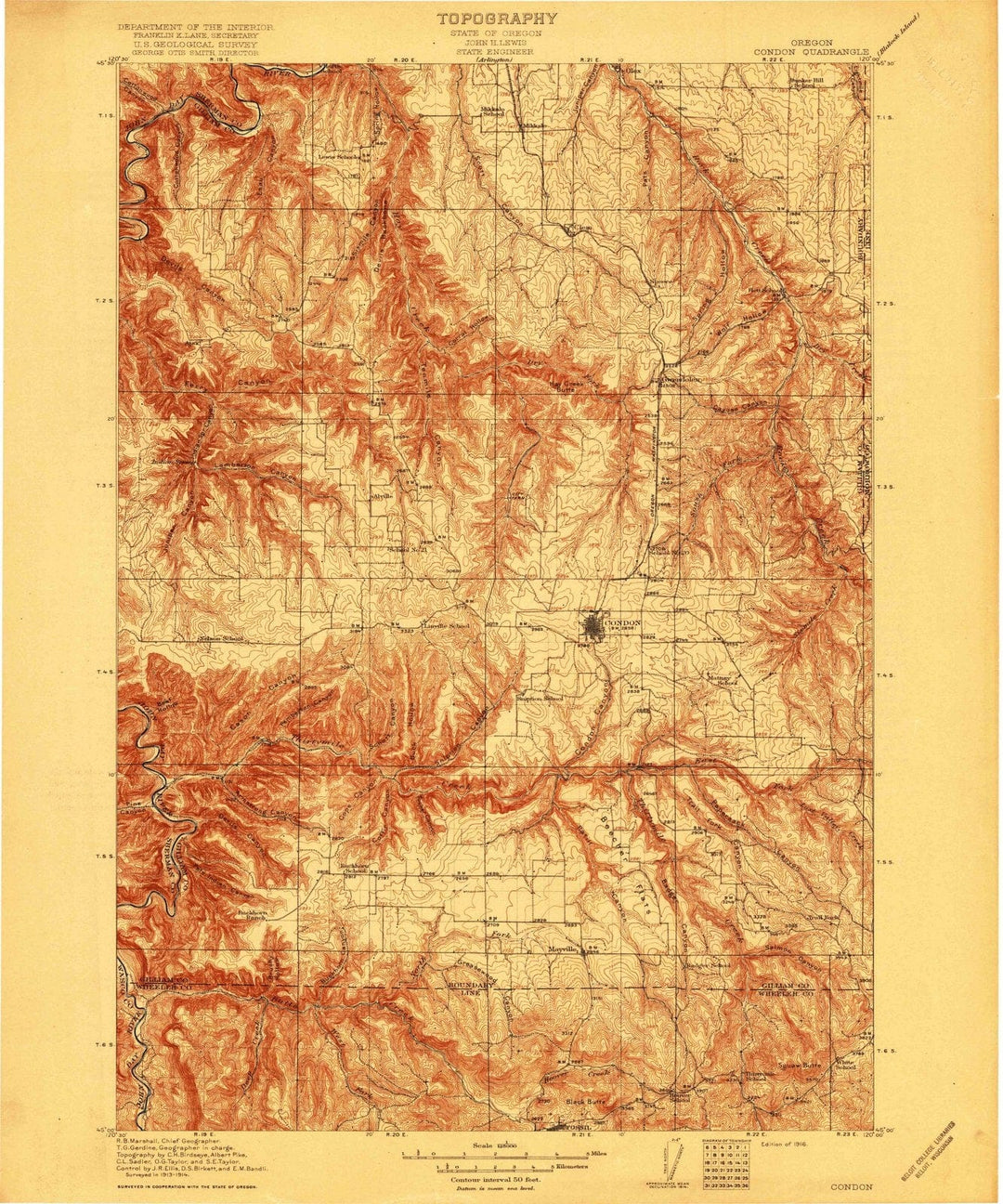 1916 Condon, OR - Oregon - USGS Topographic Map