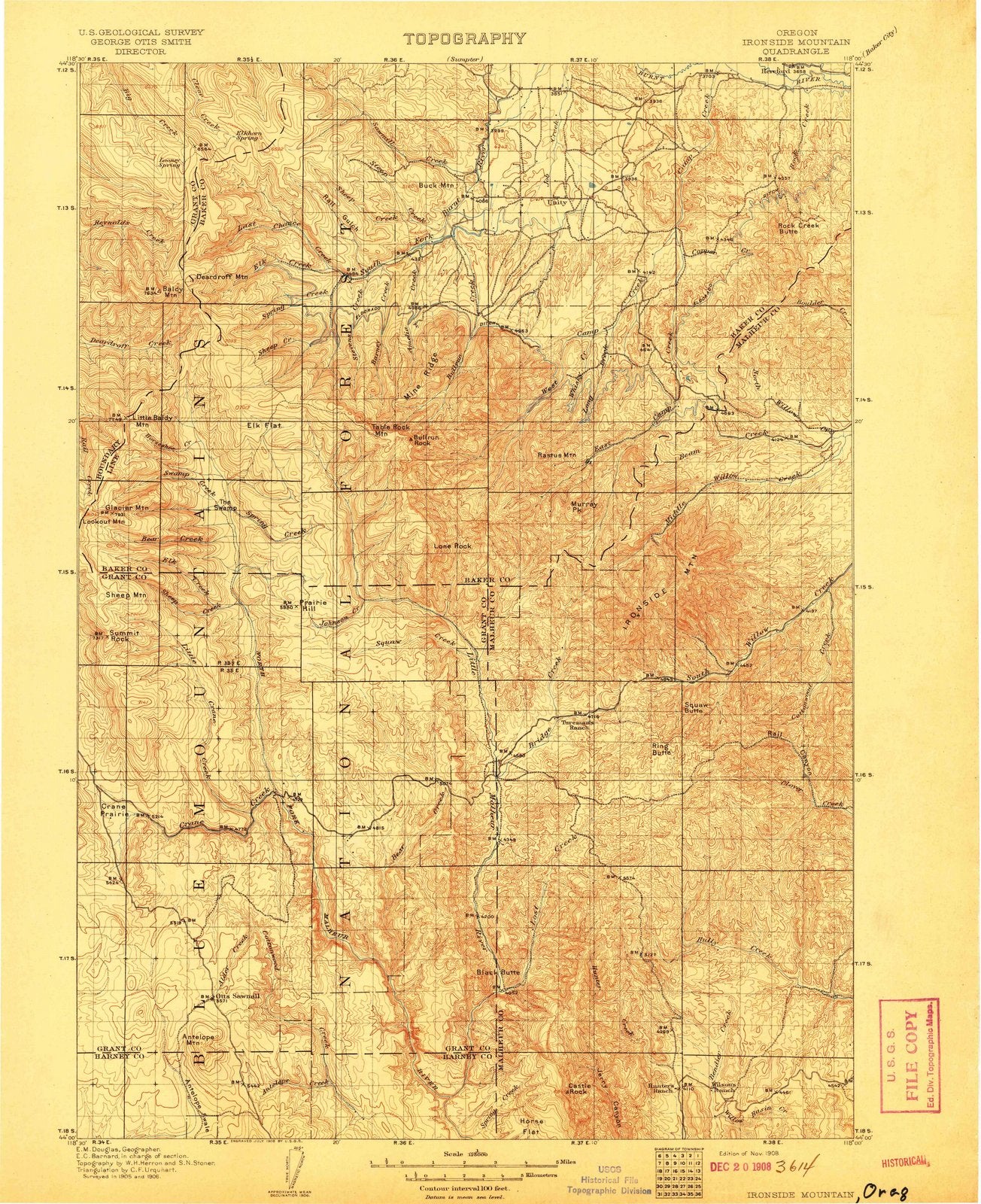 1908 Ironside Mountain, OR - Oregon - USGS Topographic Map
