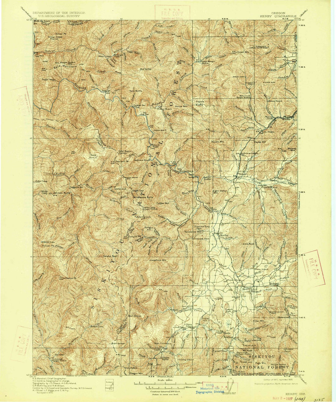 1917 Kerby, OR - Oregon - USGS Topographic Map