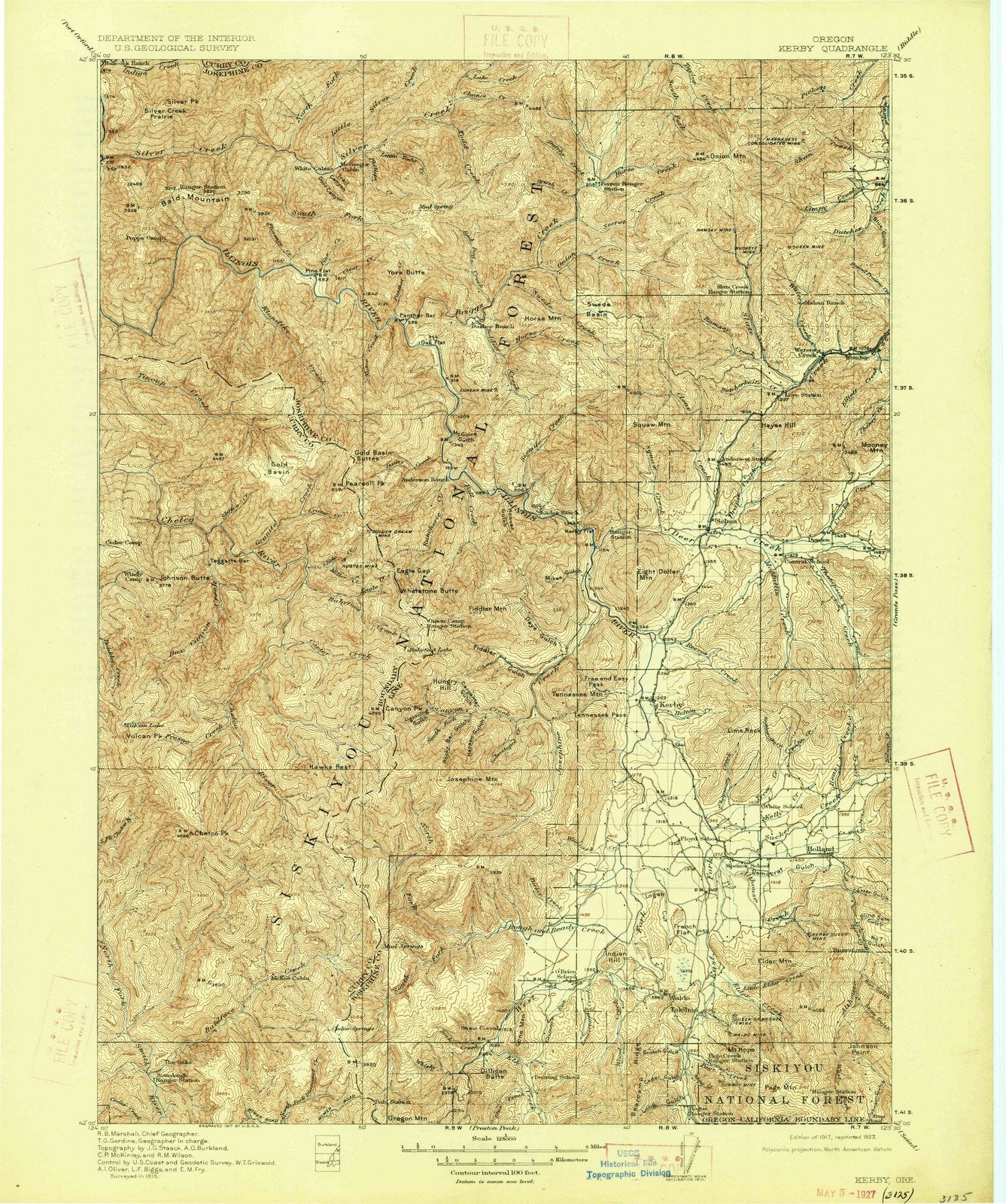 1917 Kerby, OR - Oregon - USGS Topographic Map
