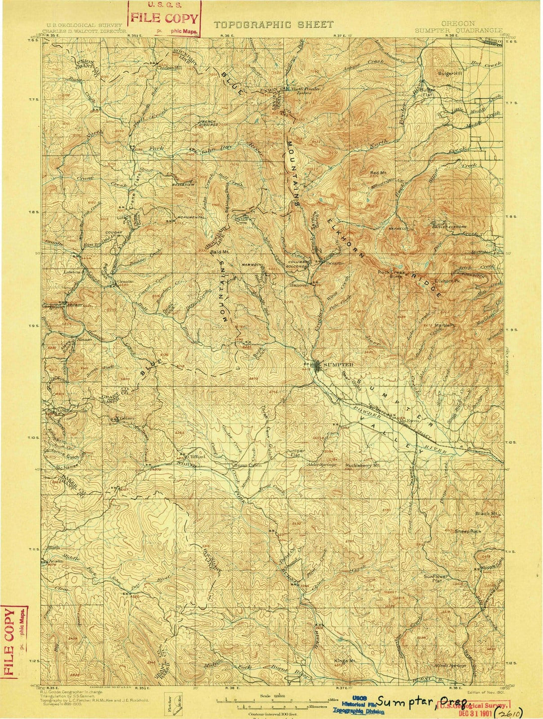 1901 Sumpter, OR - Oregon - USGS Topographic Map