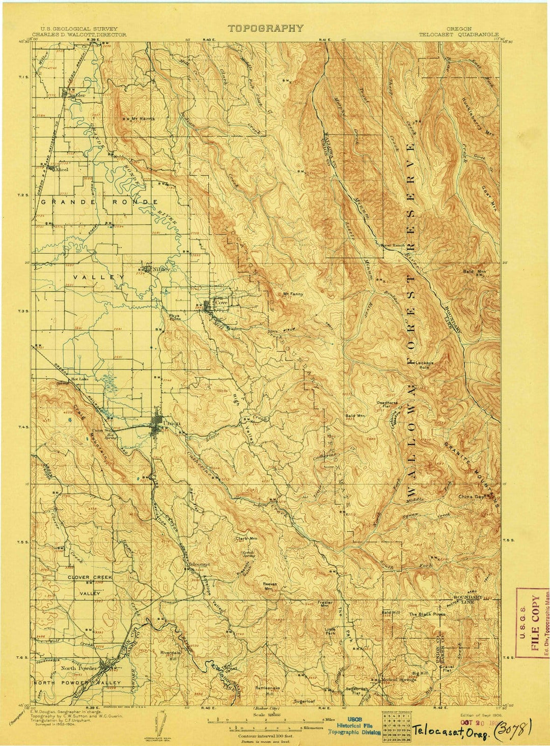 1906 Telocaset, OR - Oregon - USGS Topographic Map