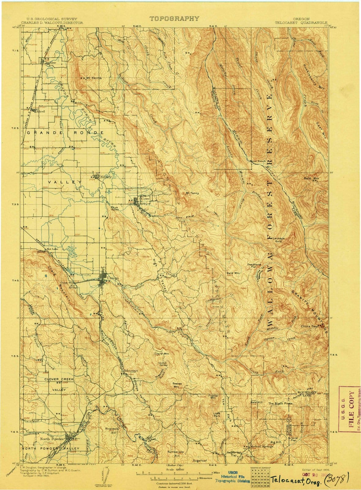 1906 Telocaset, OR - Oregon - USGS Topographic Map