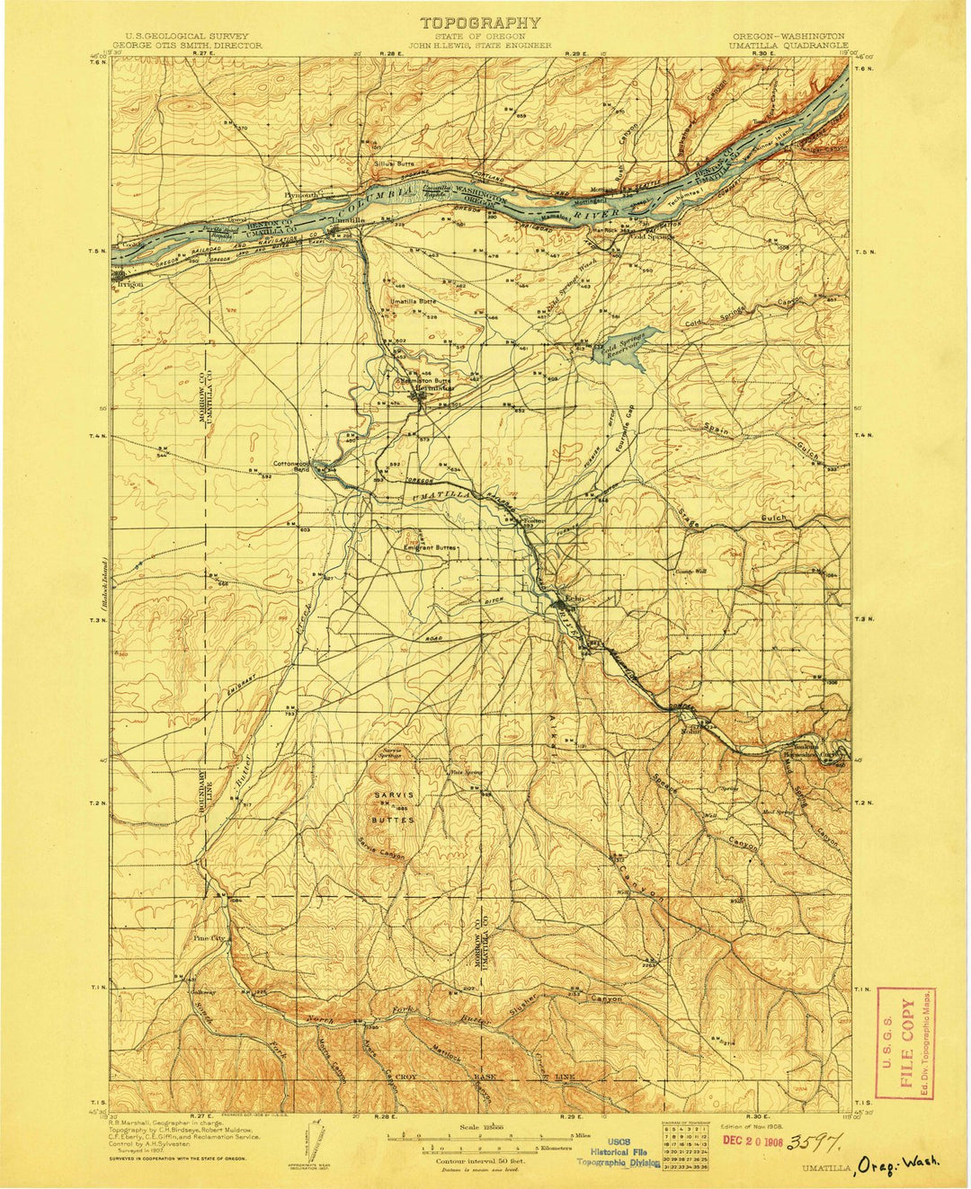 1908 Umatilla, OR - Oregon - USGS Topographic Map