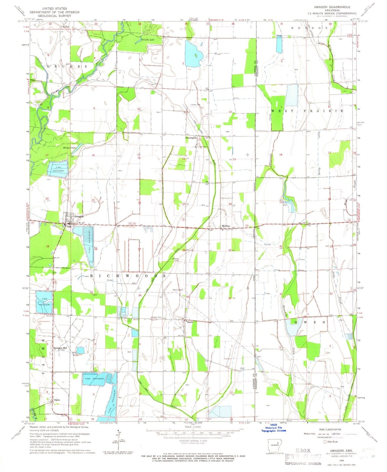 1965 Amagon, AR - Arkansas - USGS Topographic Map