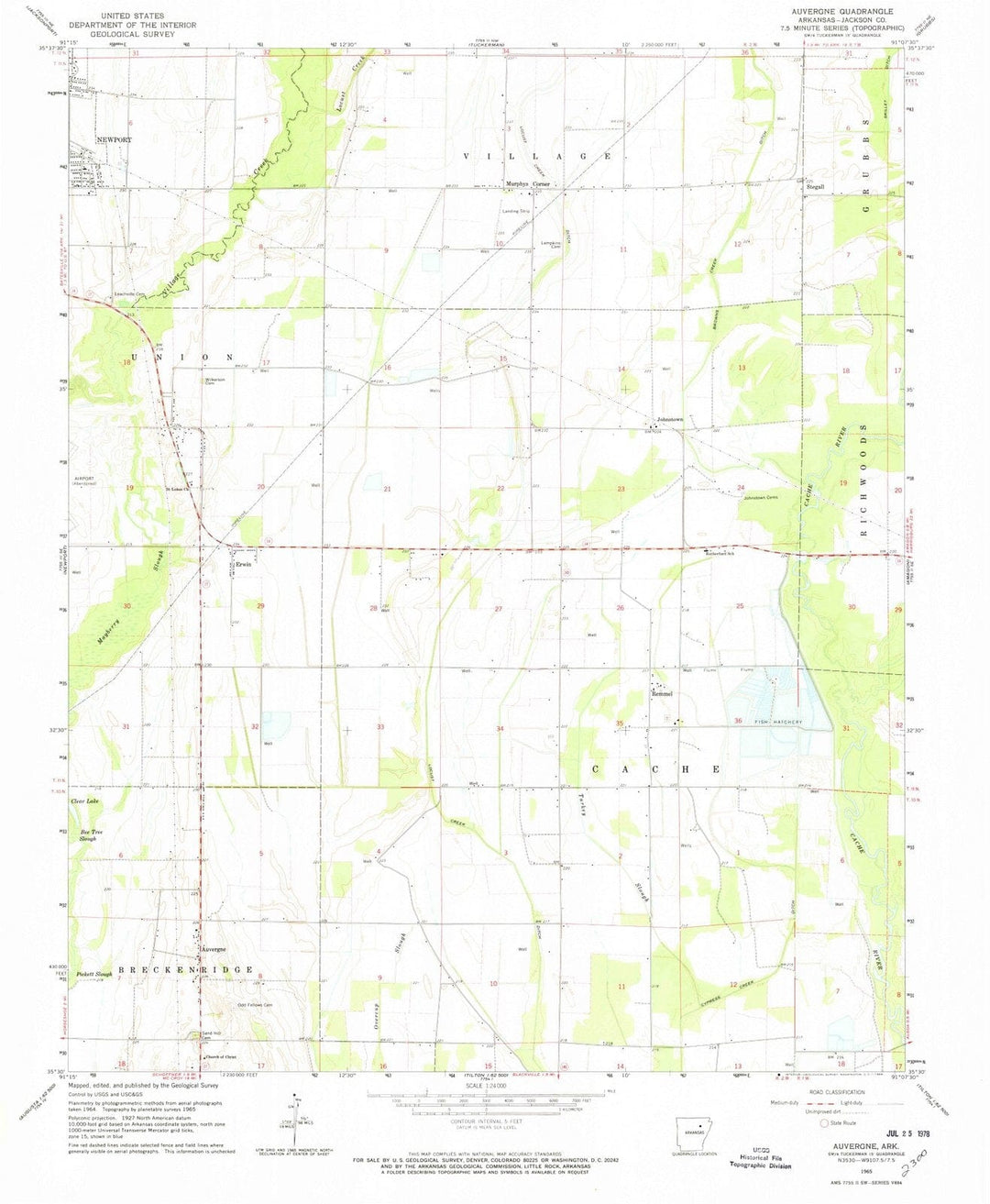 1965 Auvergne, AR - Arkansas - USGS Topographic Map