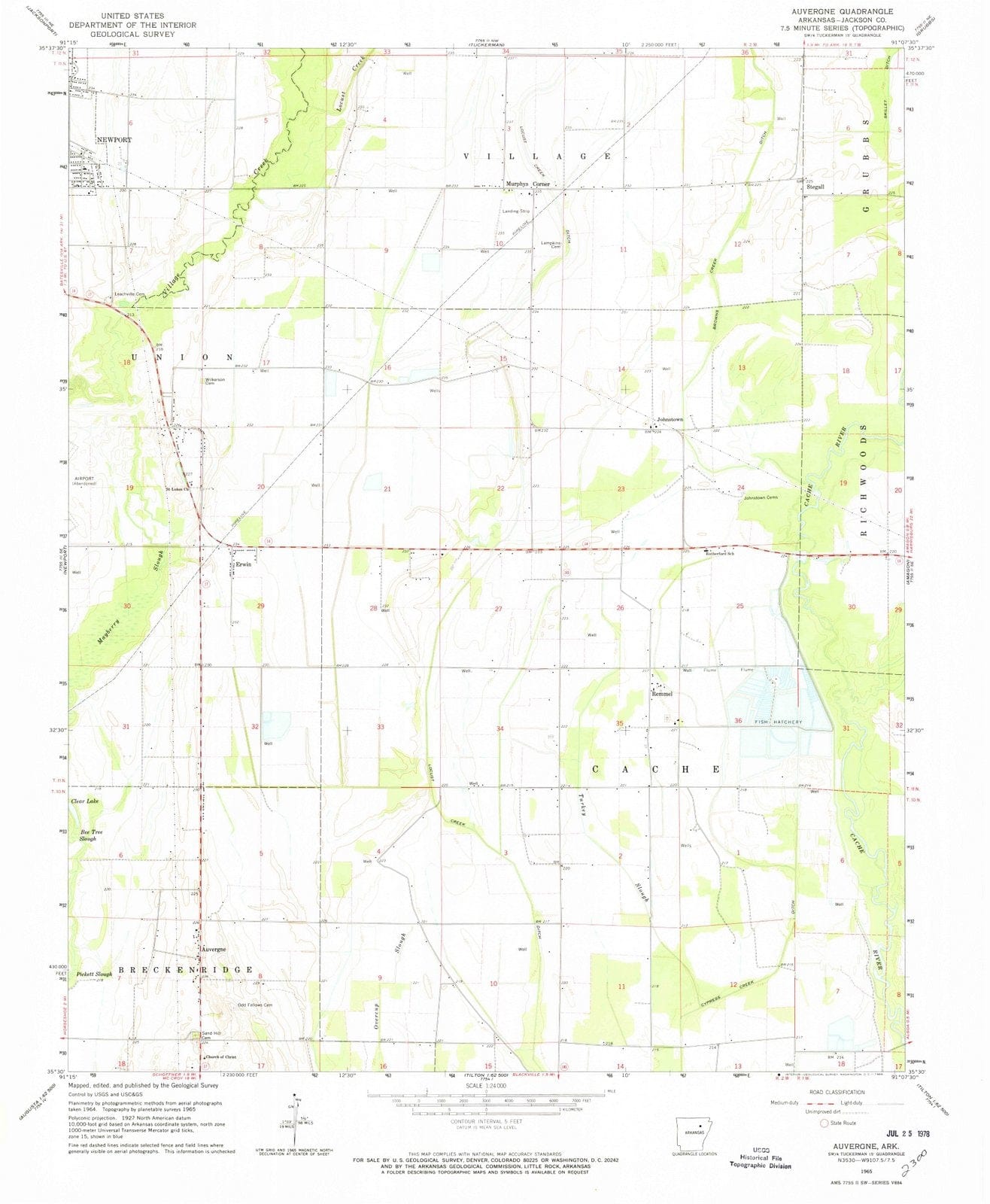 1965 Auvergne, AR - Arkansas - USGS Topographic Map