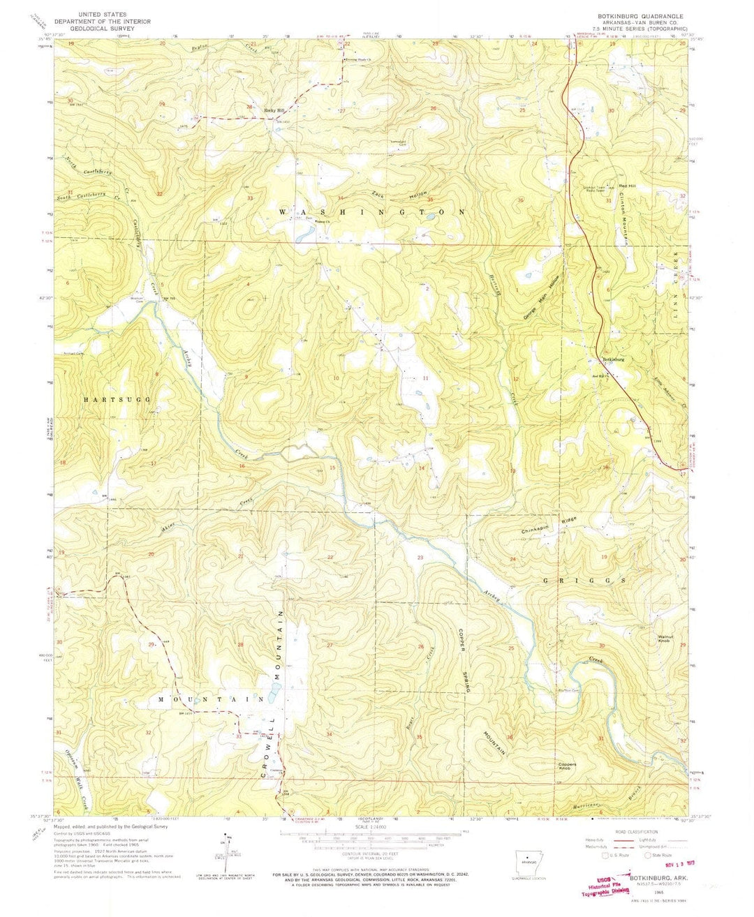 1965 Botkinburg, AR - Arkansas - USGS Topographic Map
