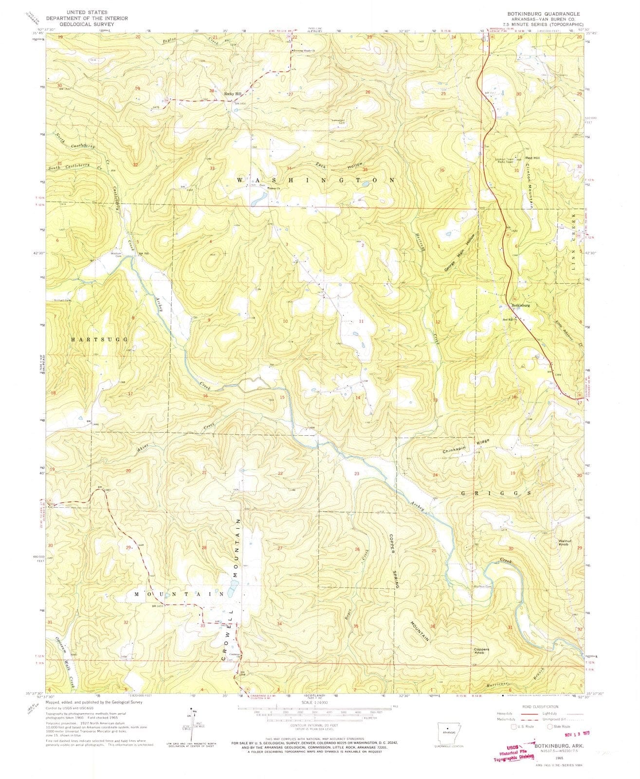 1965 Botkinburg, AR - Arkansas - USGS Topographic Map