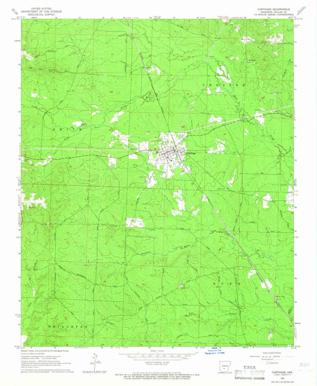 1965 Carthage, AR - Arkansas - USGS Topographic Map