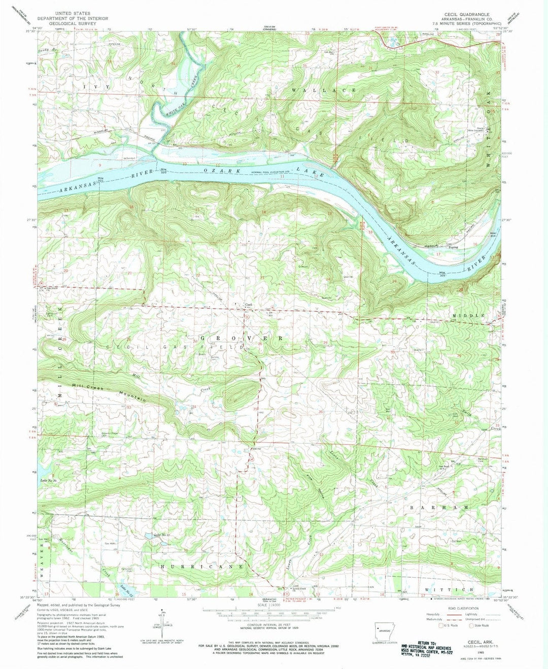 1965 Cecil, AR - Arkansas - USGS Topographic Map