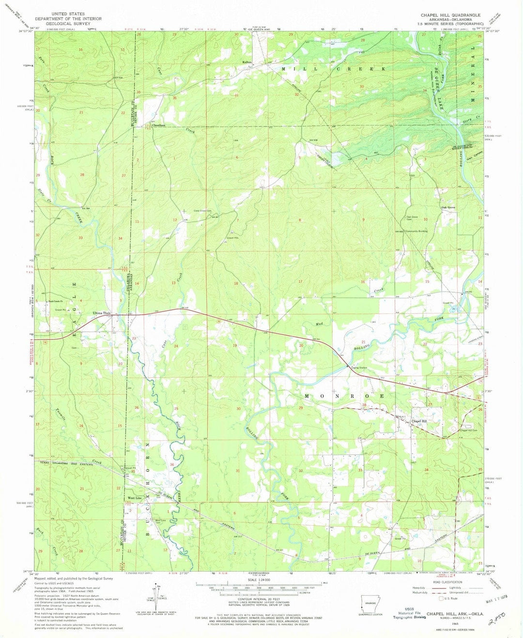 1965 Chapel Hill, AR - Arkansas - USGS Topographic Map