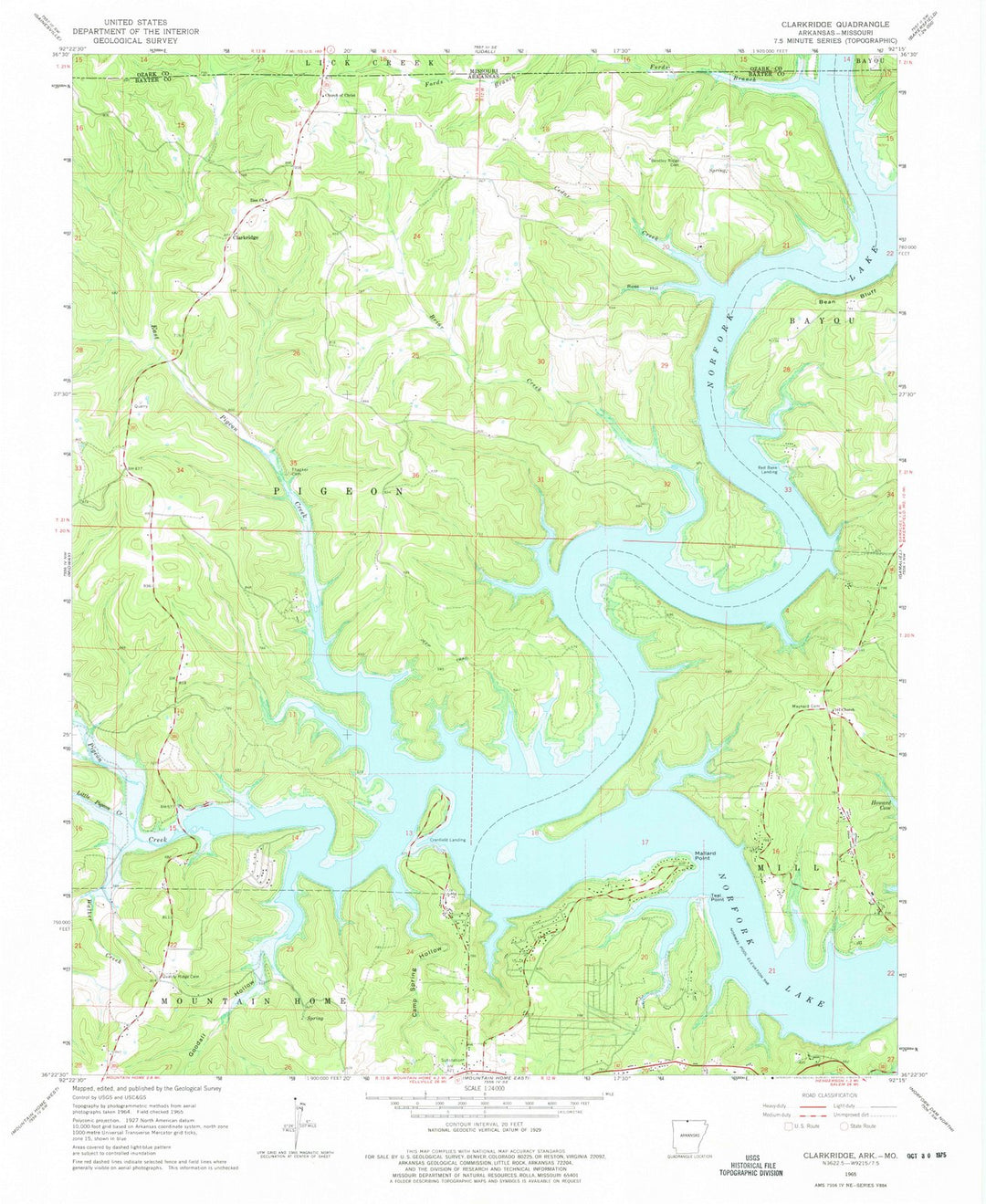 1965 Clarkridge, AR - Arkansas - USGS Topographic Map