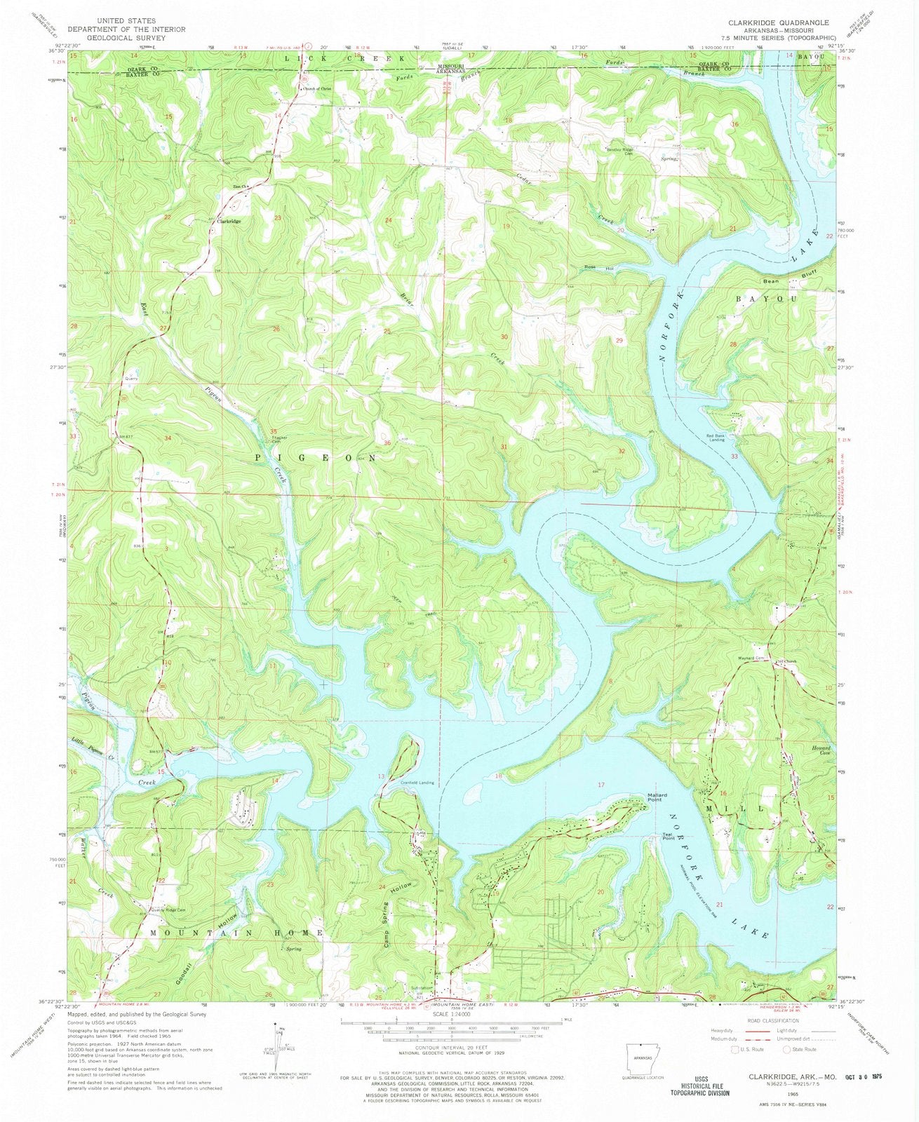 1965 Clarkridge, AR - Arkansas - USGS Topographic Map