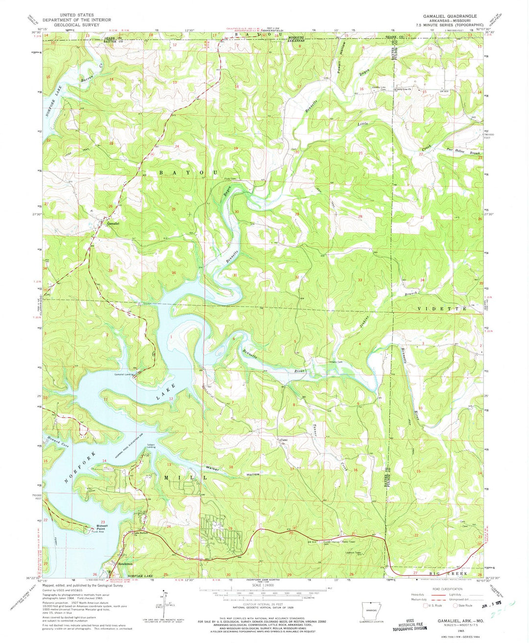 1965 Gamaliel, AR - Arkansas - USGS Topographic Map