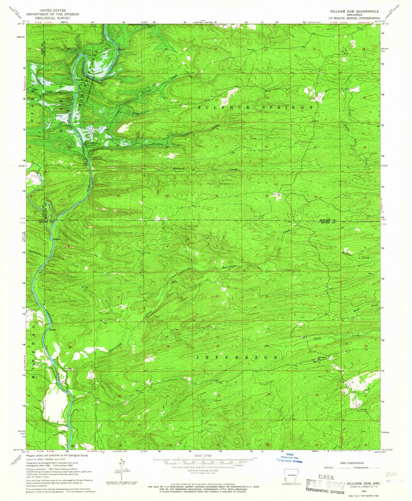 1964 Gillhamam, AR - Arkansas - USGS Topographic Map