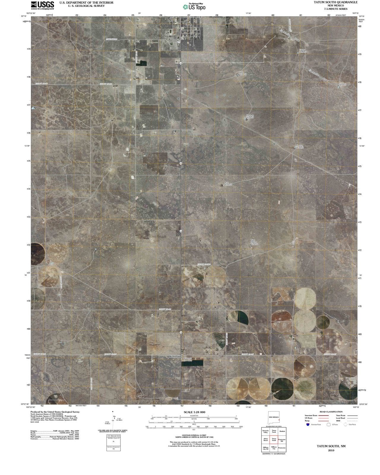 2010 Tatum South, NM - New Mexico - USGS Topographic Map