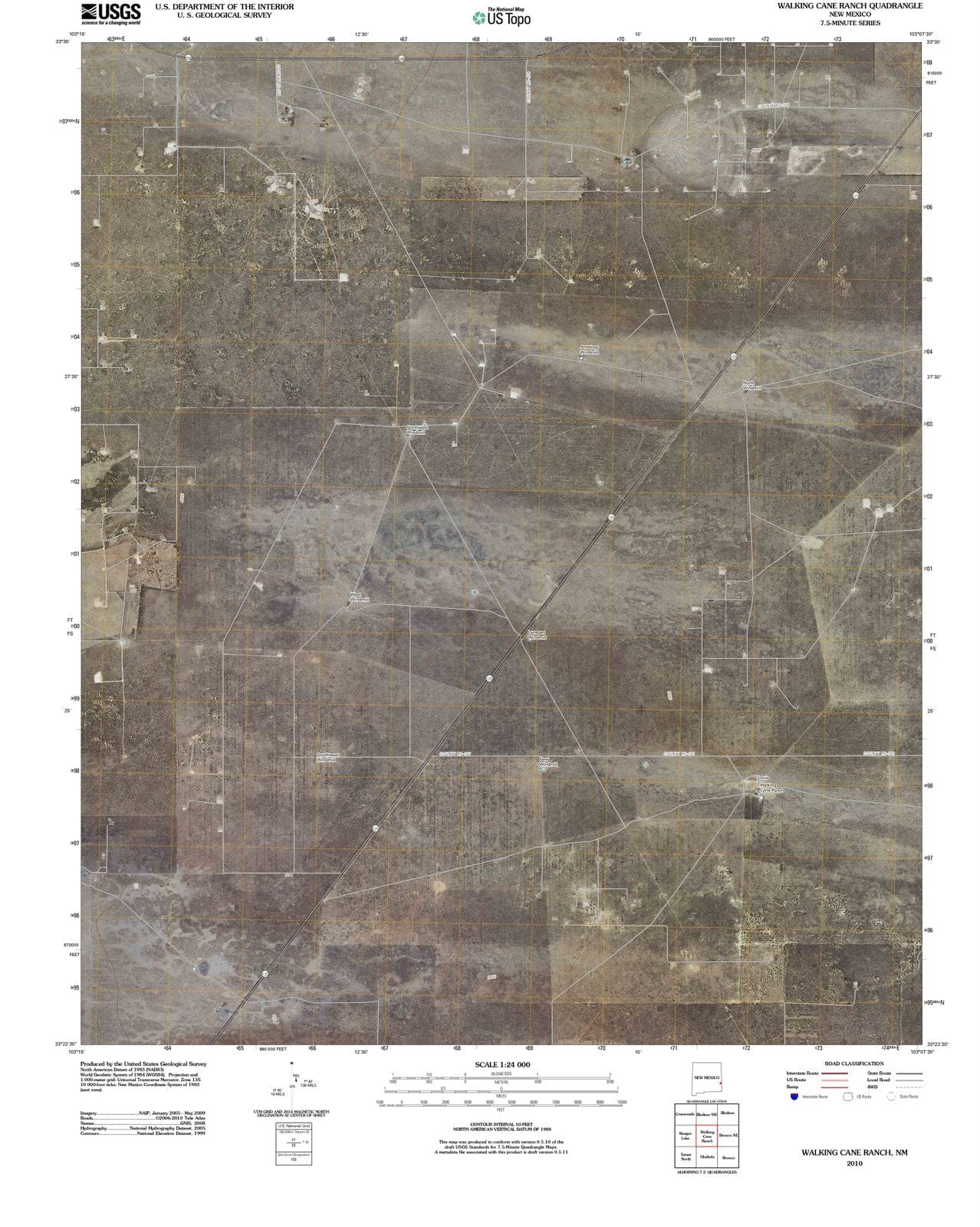 2010 Walking Cane Ranch, NM - New Mexico - USGS Topographic Map