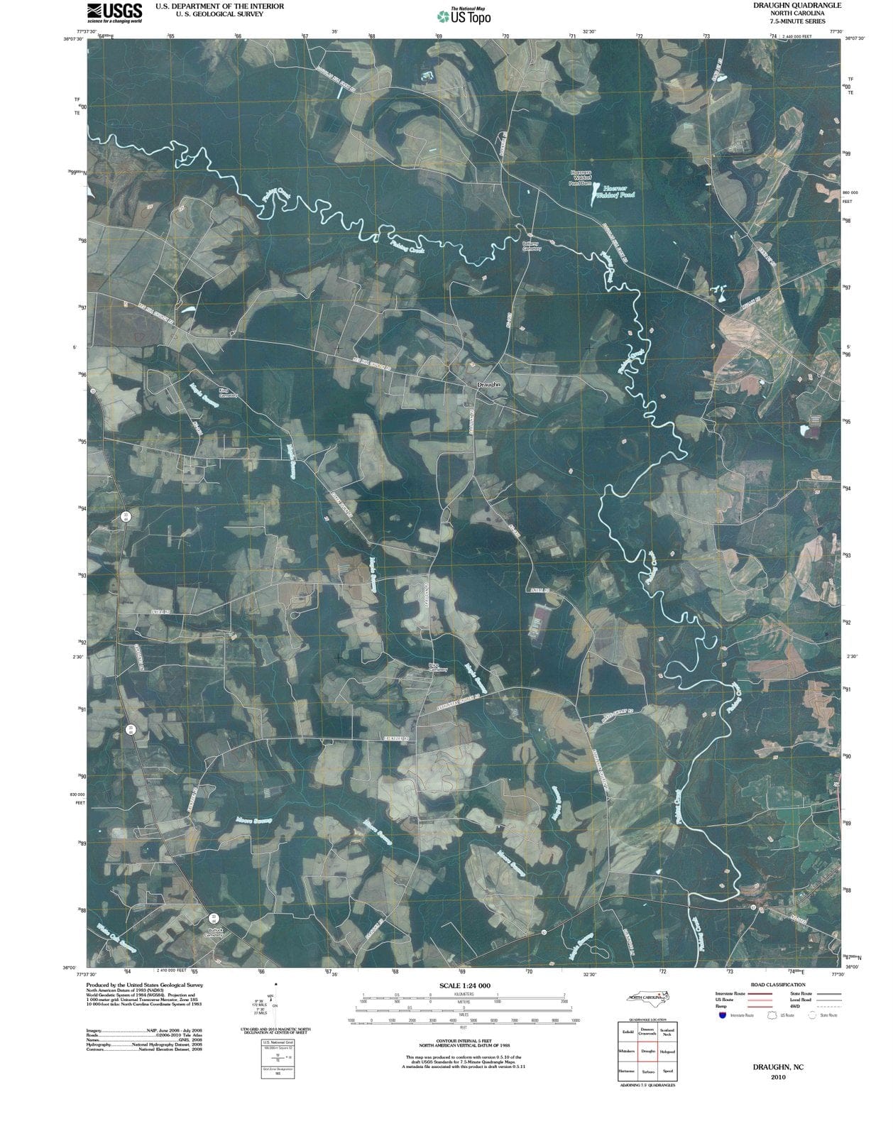 2010 Draughn, NC - North Carolina - USGS Topographic Map
