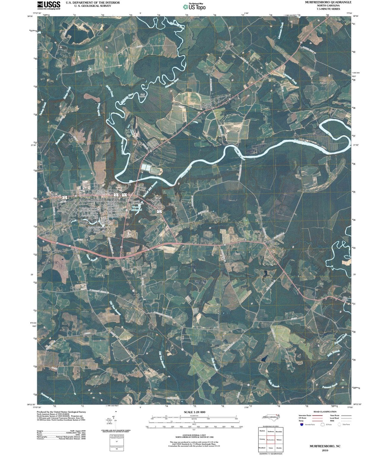 2010 Murfreesboro, NC - North Carolina - USGS Topographic Map