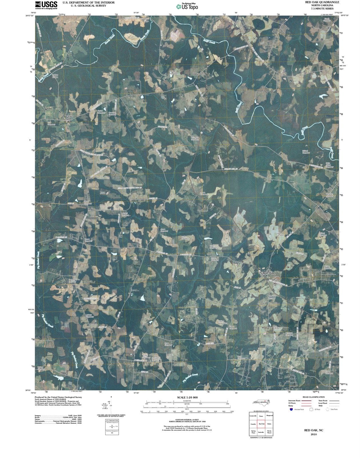 2010 Red Oak, NC - North Carolina - USGS Topographic Map