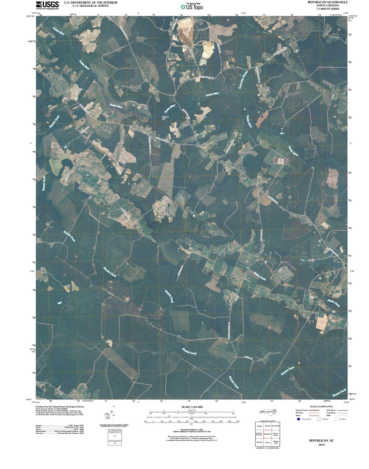 2010 Republican, NC - North Carolina - USGS Topographic Map
