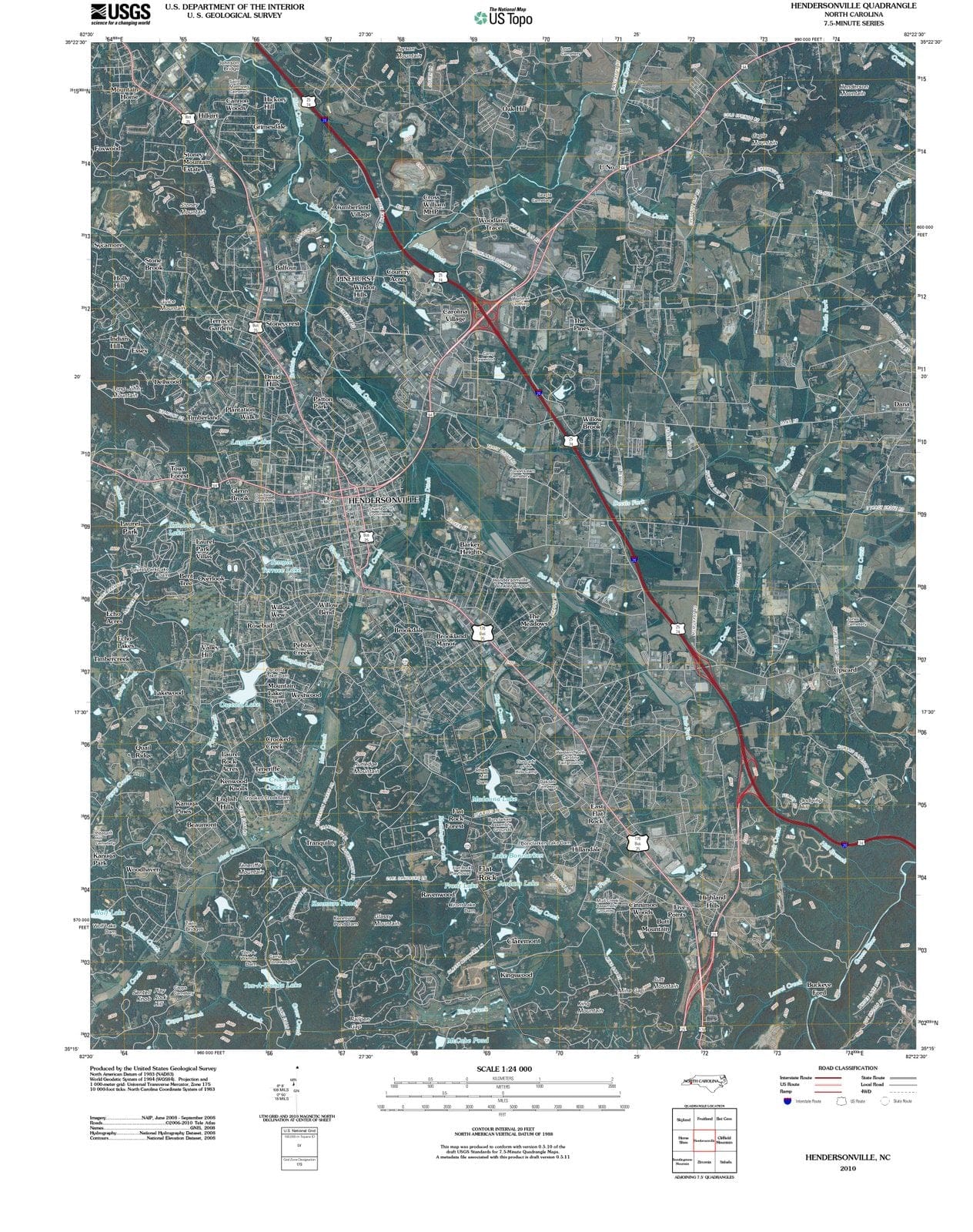 2010 Hendersonville, NC - North Carolina - USGS Topographic Map