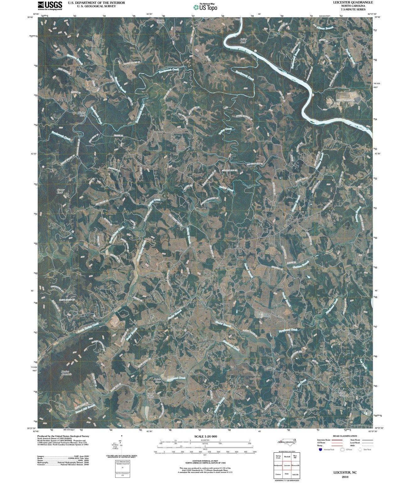 2010 Leicester, NC - North Carolina - USGS Topographic Map