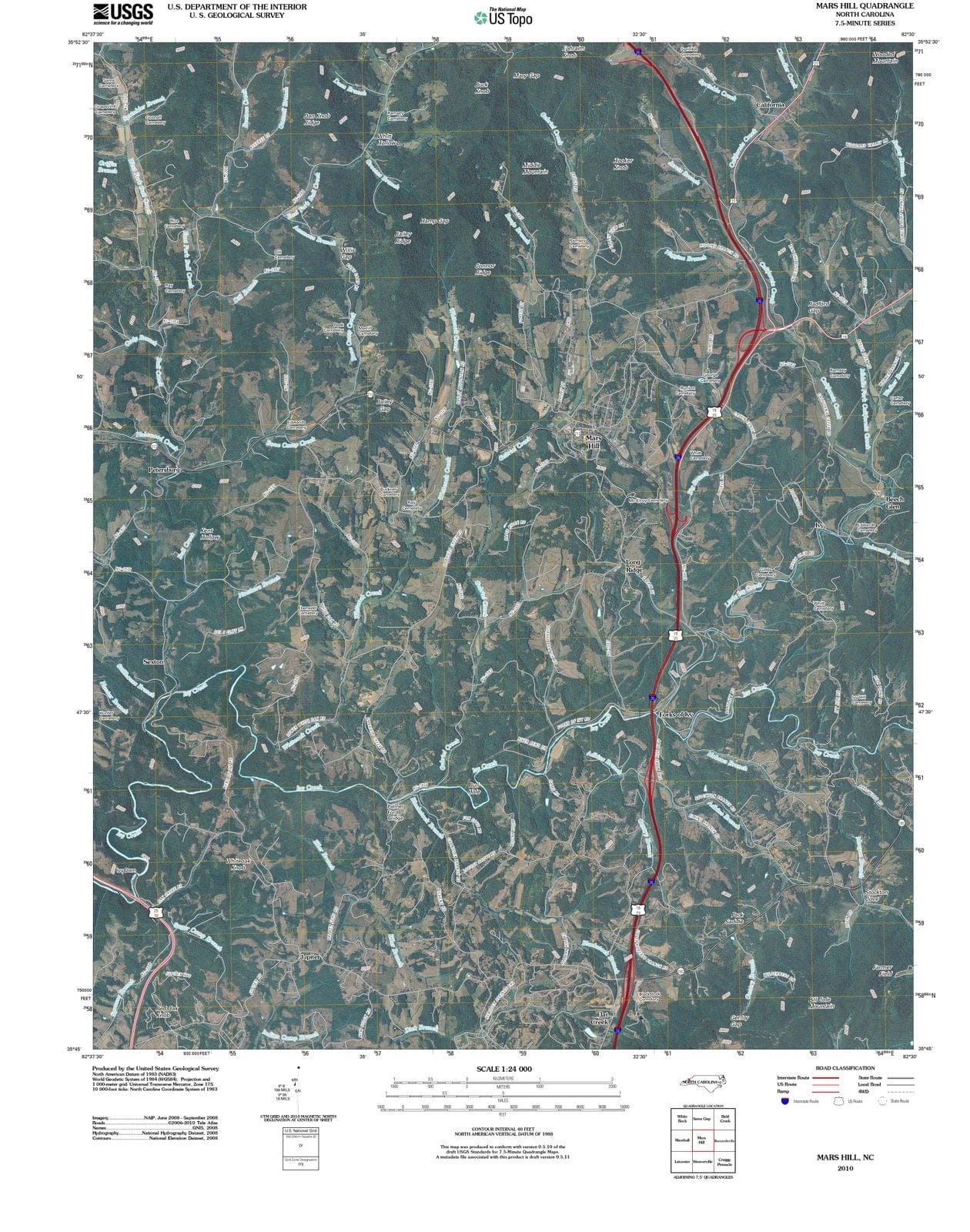 2010 Mars Hill, NC - North Carolina - USGS Topographic Map