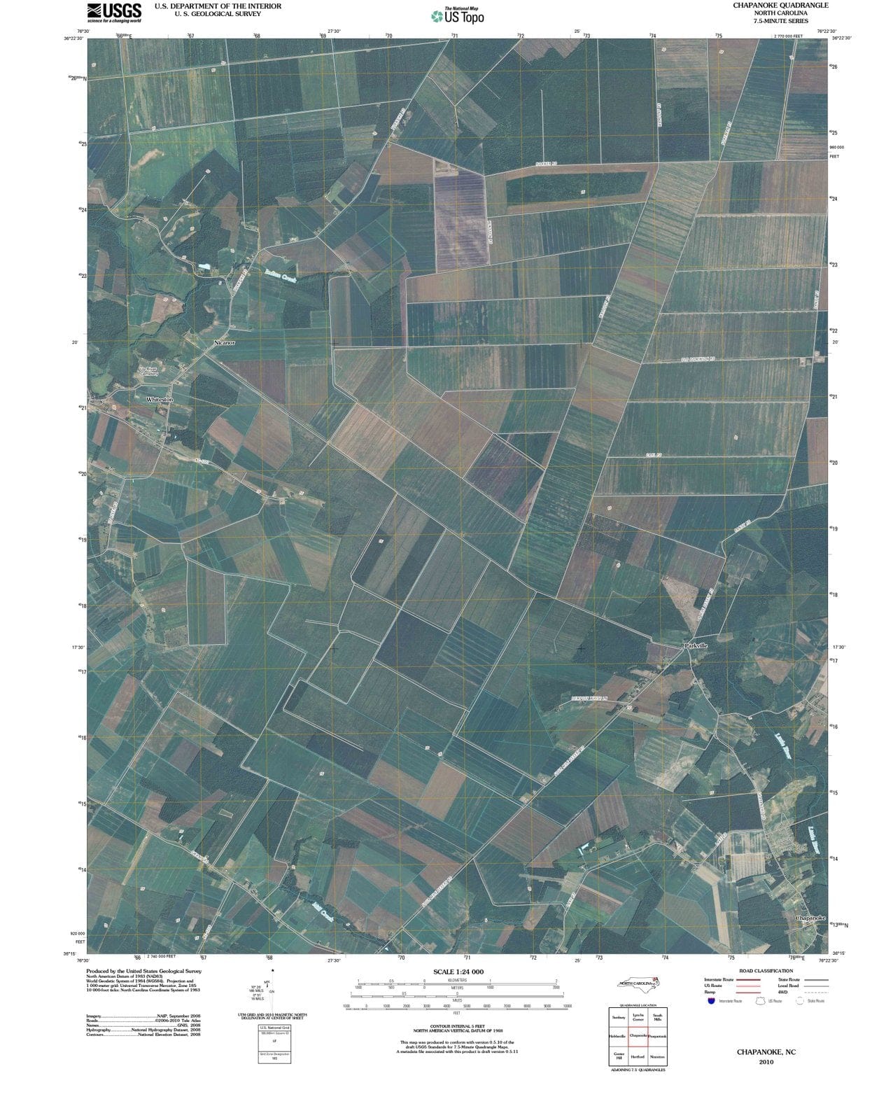 2010 Chapanoke, NC - North Carolina - USGS Topographic Map